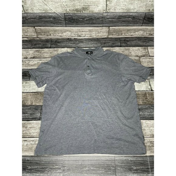 Calvin Klein Polo Shirt Mens L Gray Short Sleeve - Picture 1 of 5